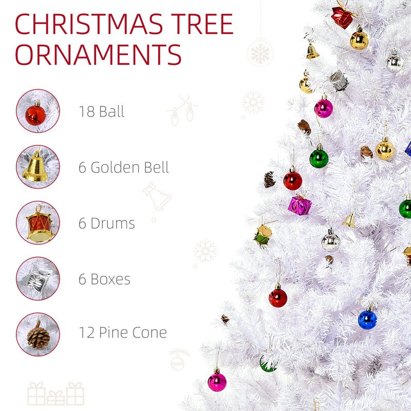 Homcom 5 Foot Artificial Christmas Tree with Metal Stand Decorations Home Seasonal Elegant Faux White