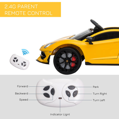 Lamborghini SVJ 12V Kids Electric Ride On Car Sport Racing Toy RC for 3-8 Yrs