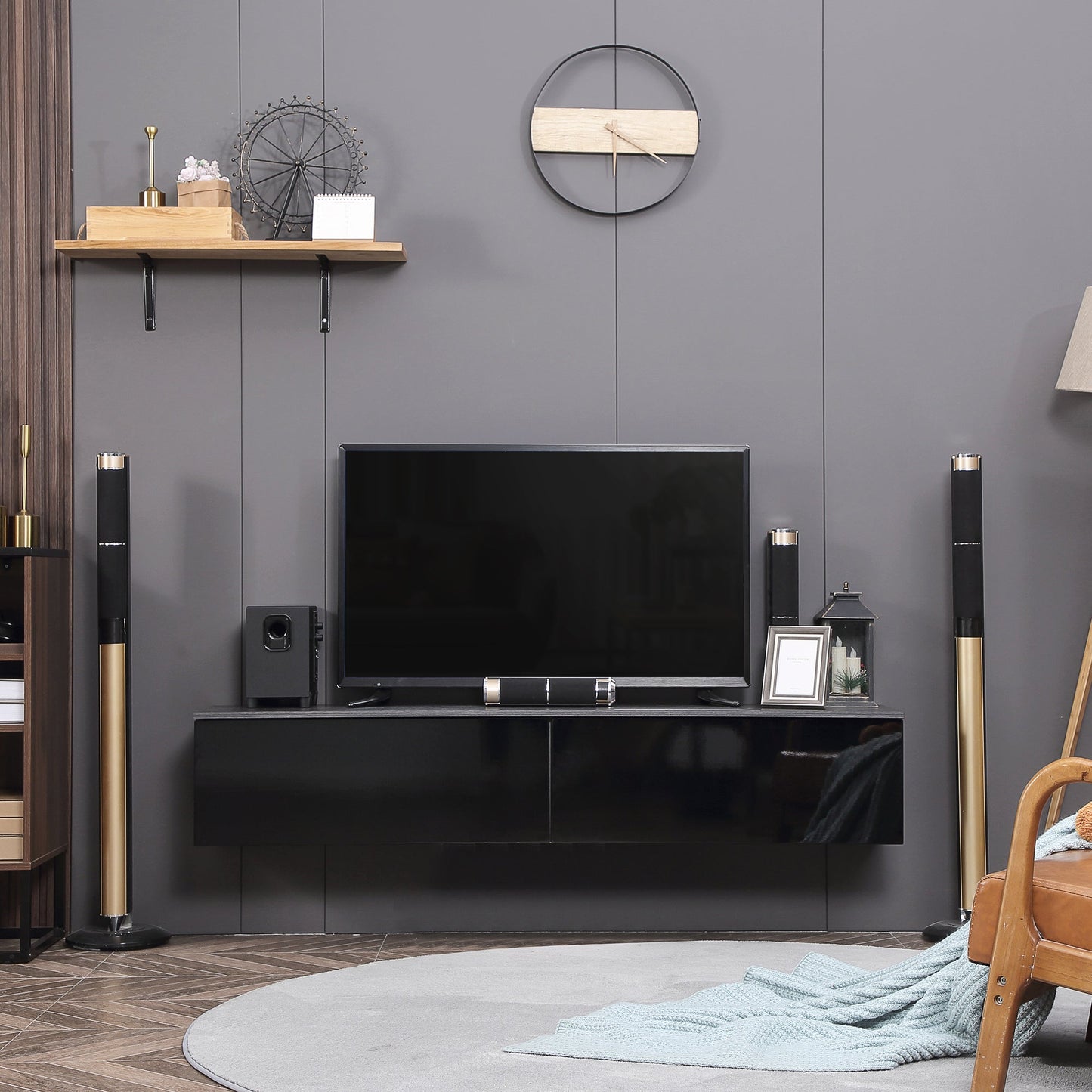 High Gloss Floating TV Unit Stand for TVs up to 70"