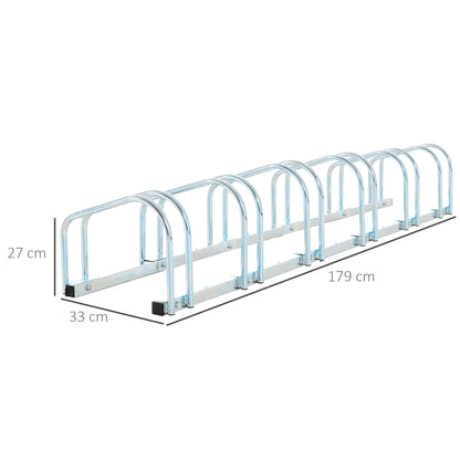 Homcom Bike Stand Parking Rack Floor or Wall Mount Bicycle Cycle Storage Locking Stand 179L x 33W x 27H (6 Racks