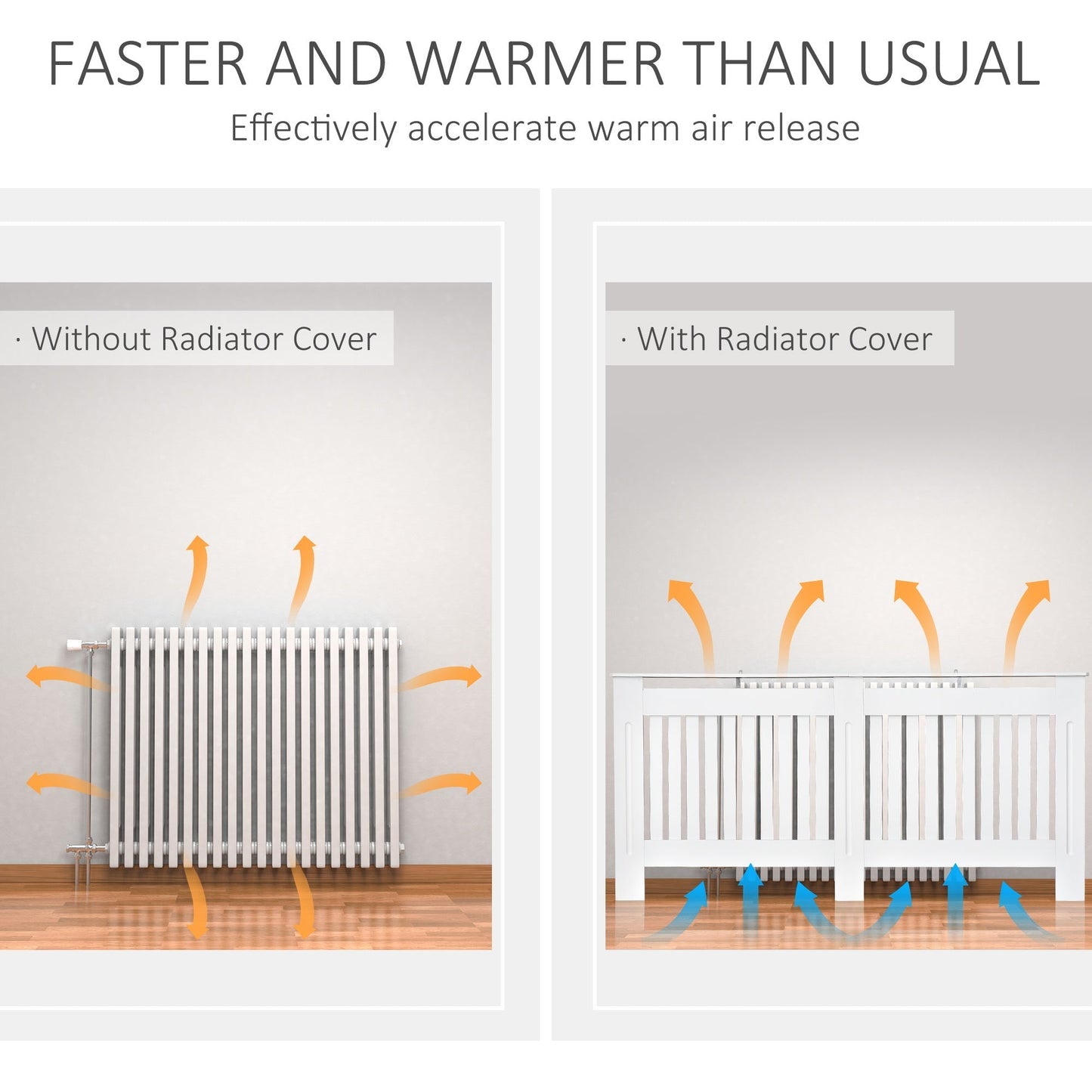 Medium-density fibreboard Radiator Cover 172L x 19W x 81H cm -White