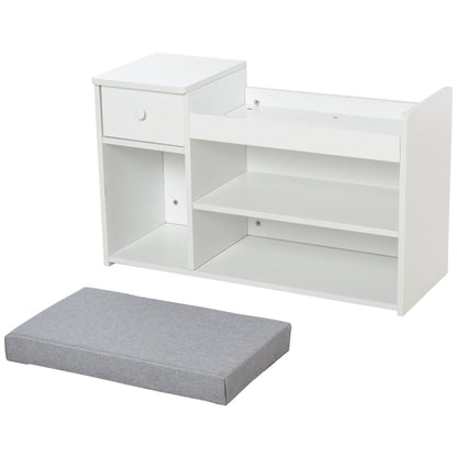 Multi-Storage Shoe Bench w/ Drawer 3 Compartments Cushioned Home Organisation Furniture Tidy Boots Hallway Entryway White