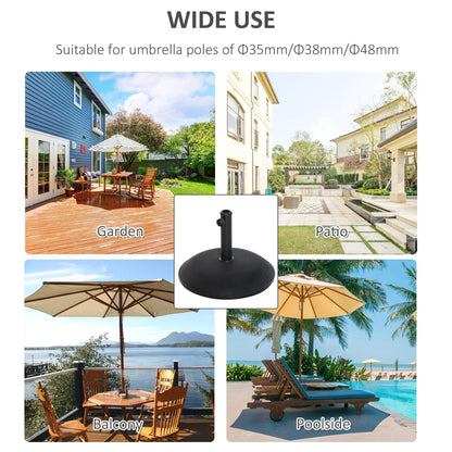 Outsunny 25kgs Round Umbrella Base Concrete Parasol Weight Stand Patio Outdoor Black Dia 49cm