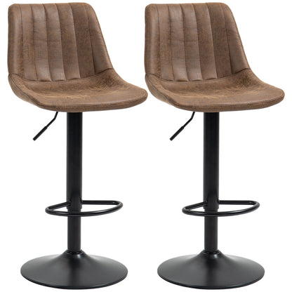 Adjustable Bar Stools Set of 2 Counter Height Barstools Dining Chairs 360° Swivel with Footrest for Home Pub