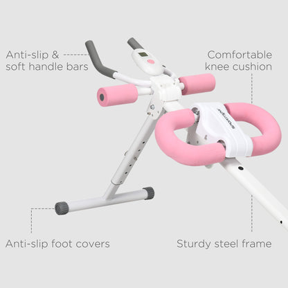 Folding Ab Trainer With LCD Monitor White & Pink by Sportnow