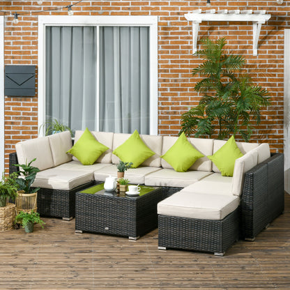 Outsunny 7-Seater PE Rattan Corner Sofa Set