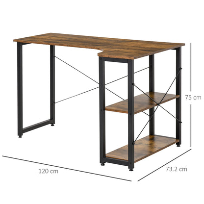 L-Shaped Computer Desk Home Office Corner Desk Study Workstation Table with 2 Shelves