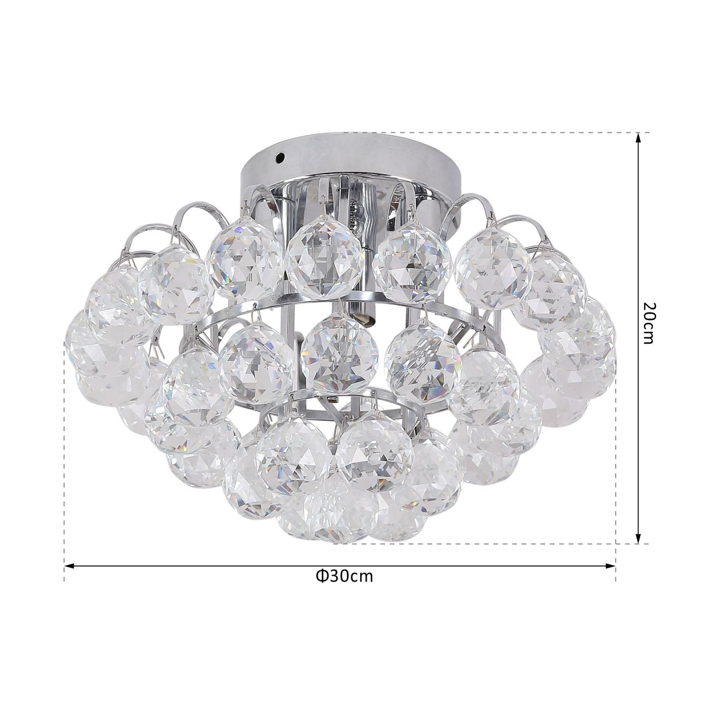 30x30cm K9 Crystal Droplets Ceiling Pendant Light Silver