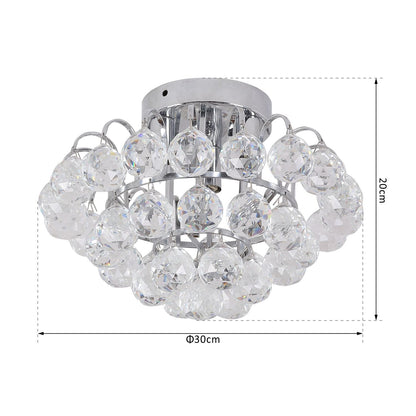 30x30cm K9 Crystal Droplets Ceiling Pendant Light Silver