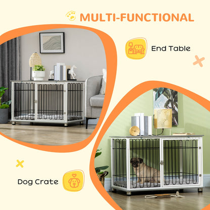 PawHut Dog Crate Furniture Side End Table with Soft Washable Cushion