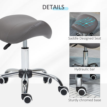 Cosmetic Stool 360° Rotate Height Adjustable Salon Massage Spa Chair Hydraulic Rolling Faux Leather Saddle Stool