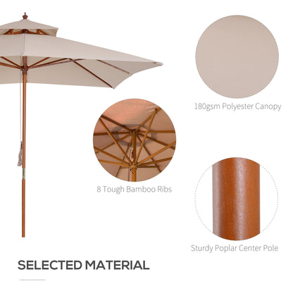 Outsunny Patio Parasol 3x3M Beige Double Tier