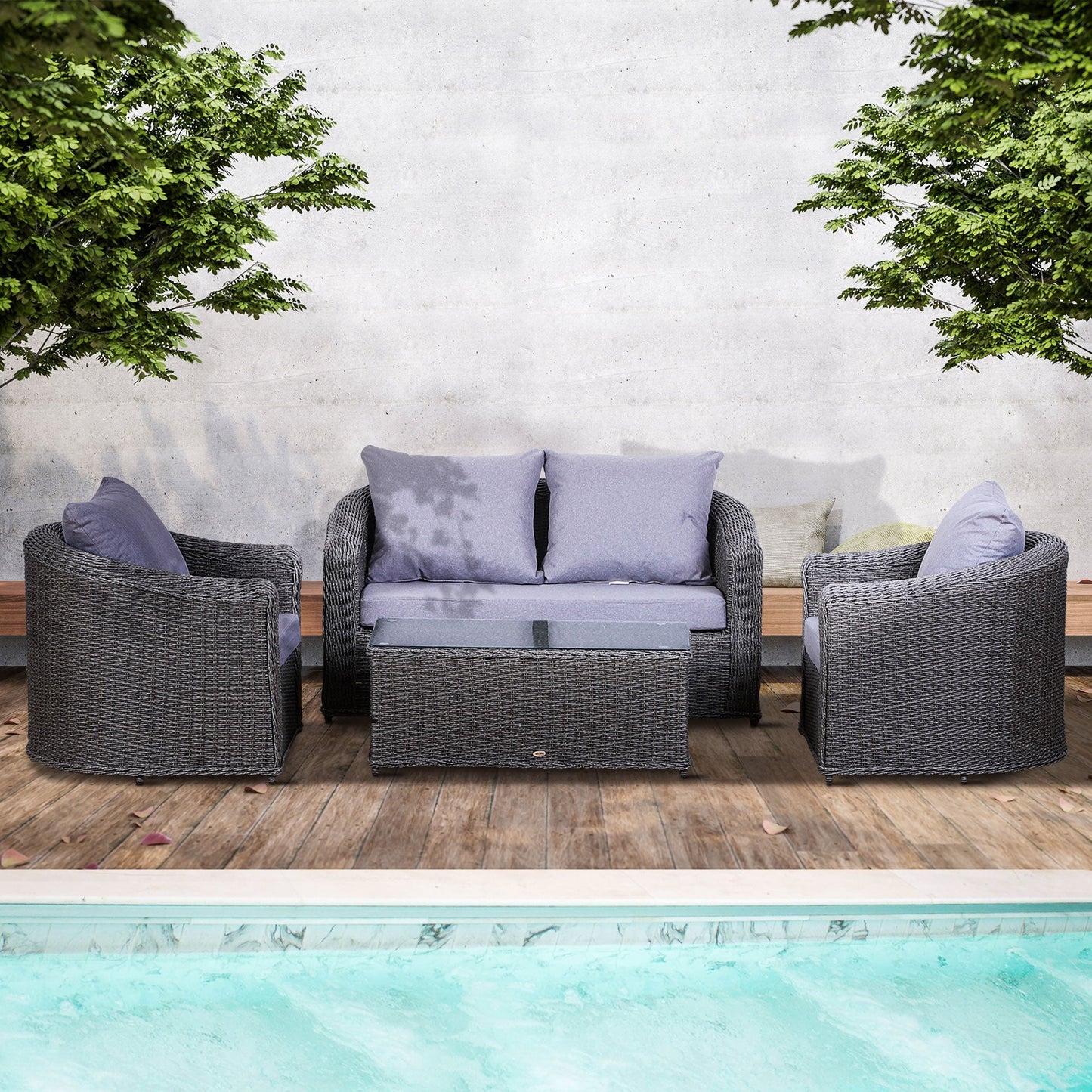 Deluxe Round PE Rattan Garden Furniture Set