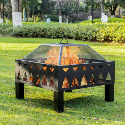 66cm Outdoor Fire Pit with Screen Cover