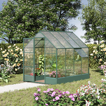 Garden Walk-in Aluminium Greenhouse Polycarbonate with Plant Bed