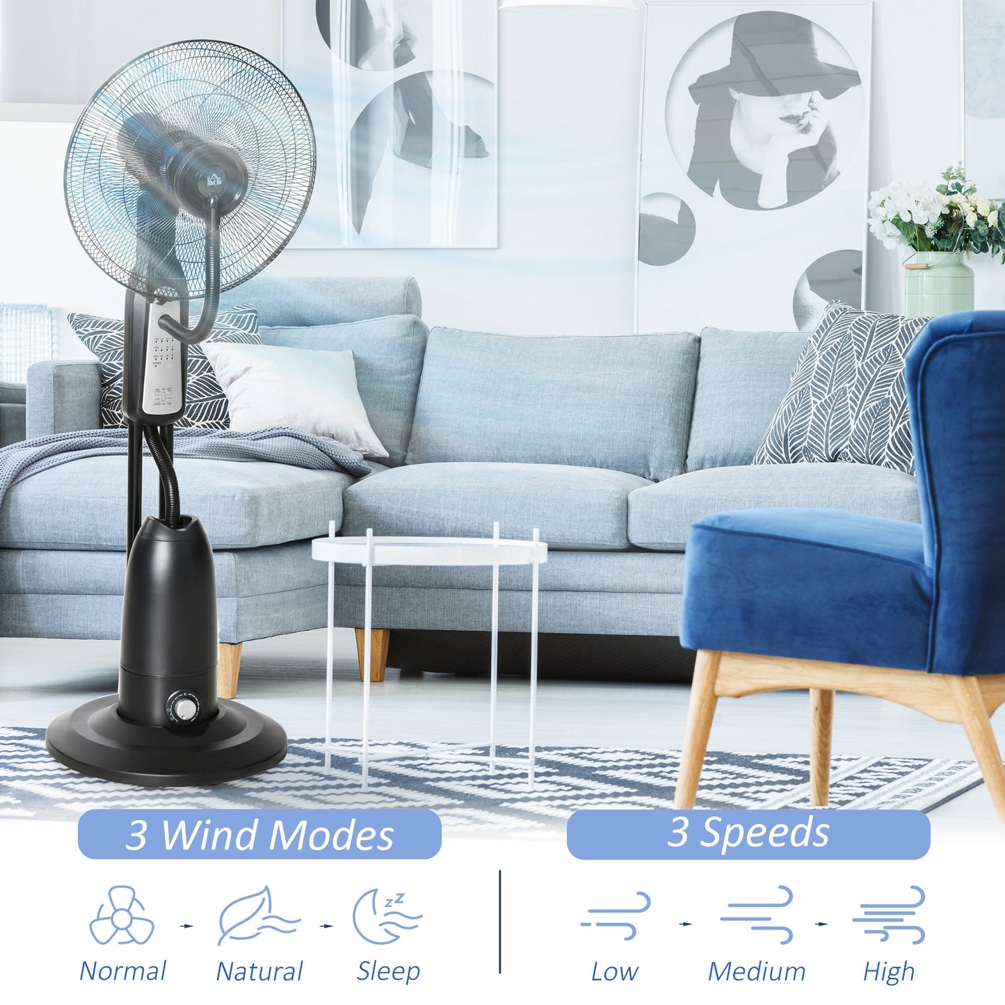 Homcom 2.8 Litre Water Mist Fan With Remote