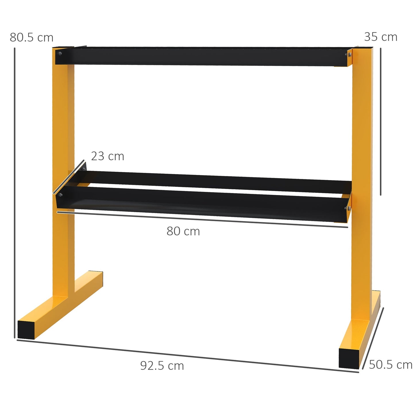 2 Tier 270kg Capactity Weight Rack Steel Yellow & Black by Sportnow