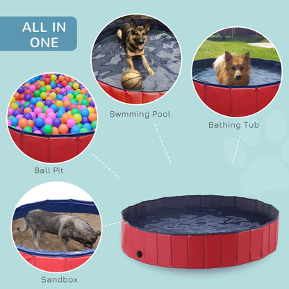 PawHut ?160 x 30H cm Pet Swimming Pool - Red/Dark Blue PVC