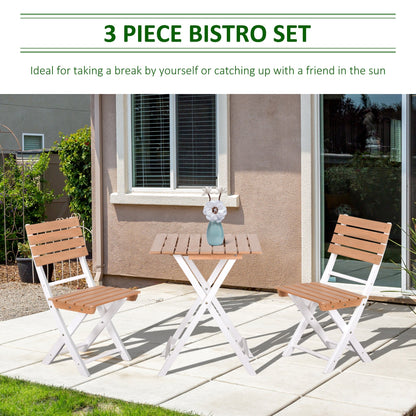 Outsunny 3 Piece Patio Bistro Set Folding Outdoor Chairs And Table Set Pine Wood Frame For Poolside Garden Natural