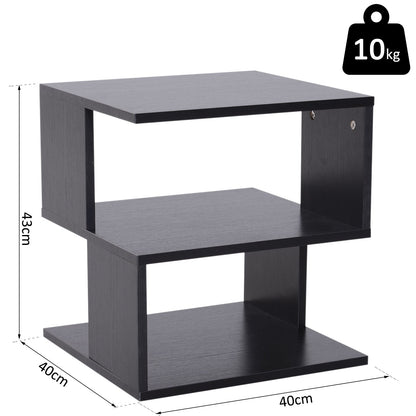 Modern Square 2 Tier Wood Coffee Side Table Storage Shelf Rack Living Room Black