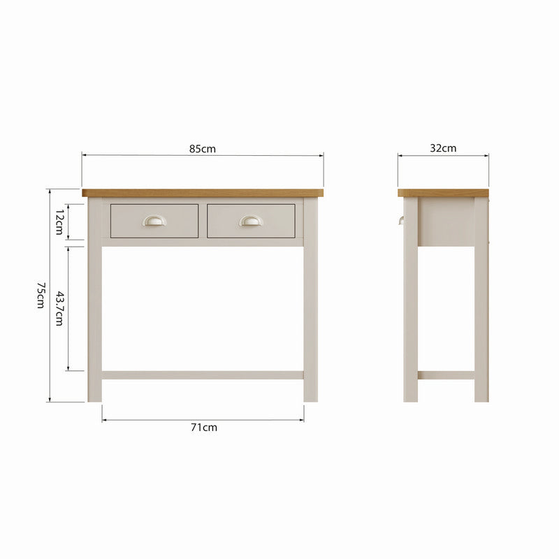 Anglian Furniture Westbridge Console Table Oak Grey 2 Drawers