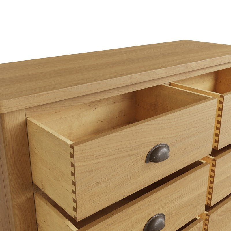 Anglian Furniture Rutland Large Chest of Drawers Oak Natural 6 Drawers