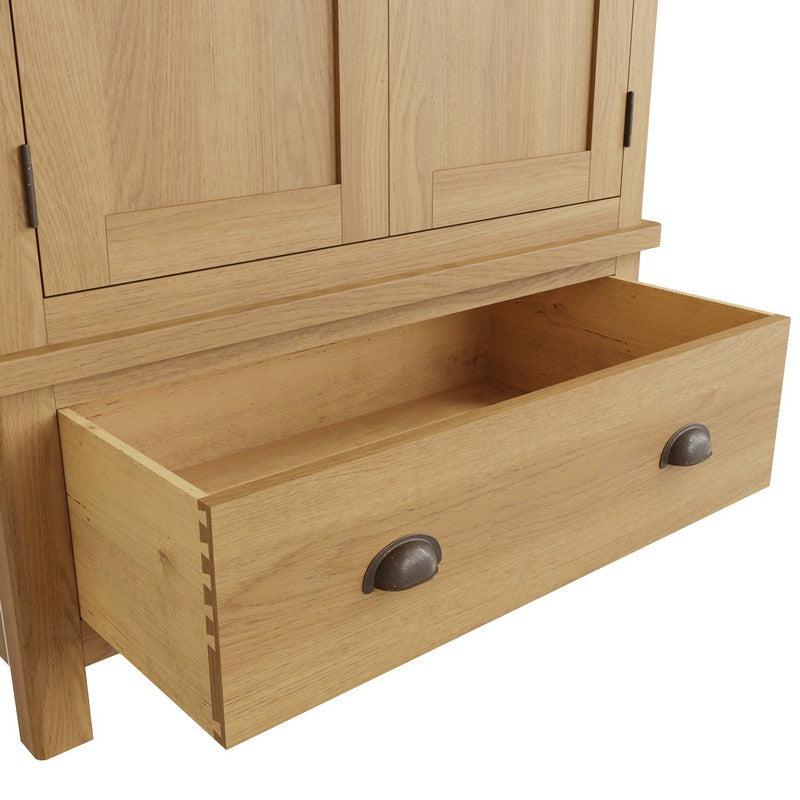 Rutland Tall Wardrobe Oak Natural 2 Doors 1 Drawer