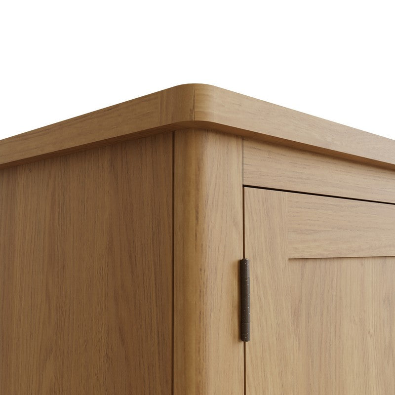 Rutland Tall Wardrobe Oak Natural 2 Doors 1 Drawer