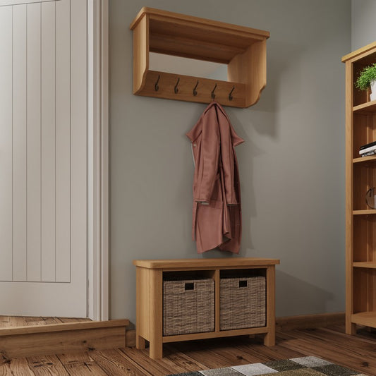 Essentials Rutland Wall Rack Oak Natural