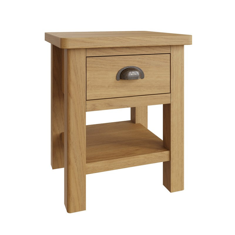 Norfolk Furniture Rutland Side Table Oak Natural 1 Shelf 1 Drawer