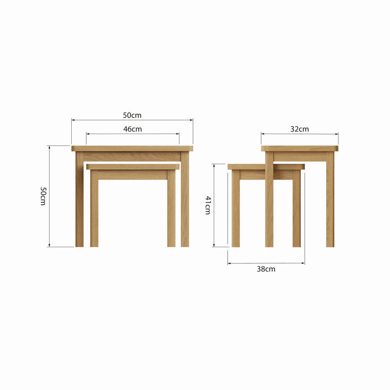 Rutland Nest of 2 Tables Oak Natural