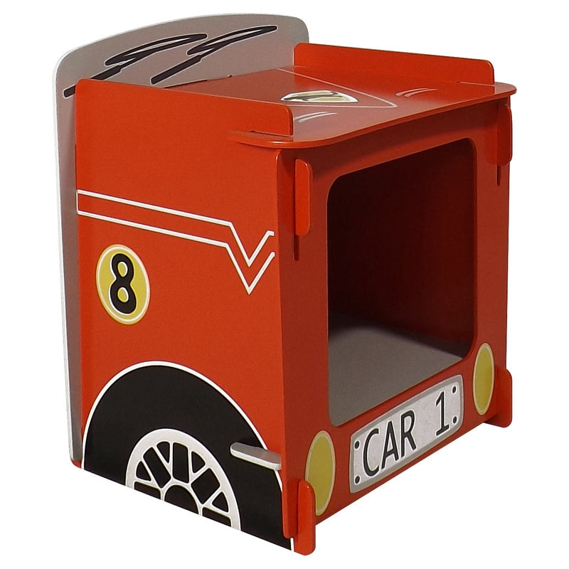 Racing Car Bedside Table Red 1 Shelf - 36cm by Kidsaw