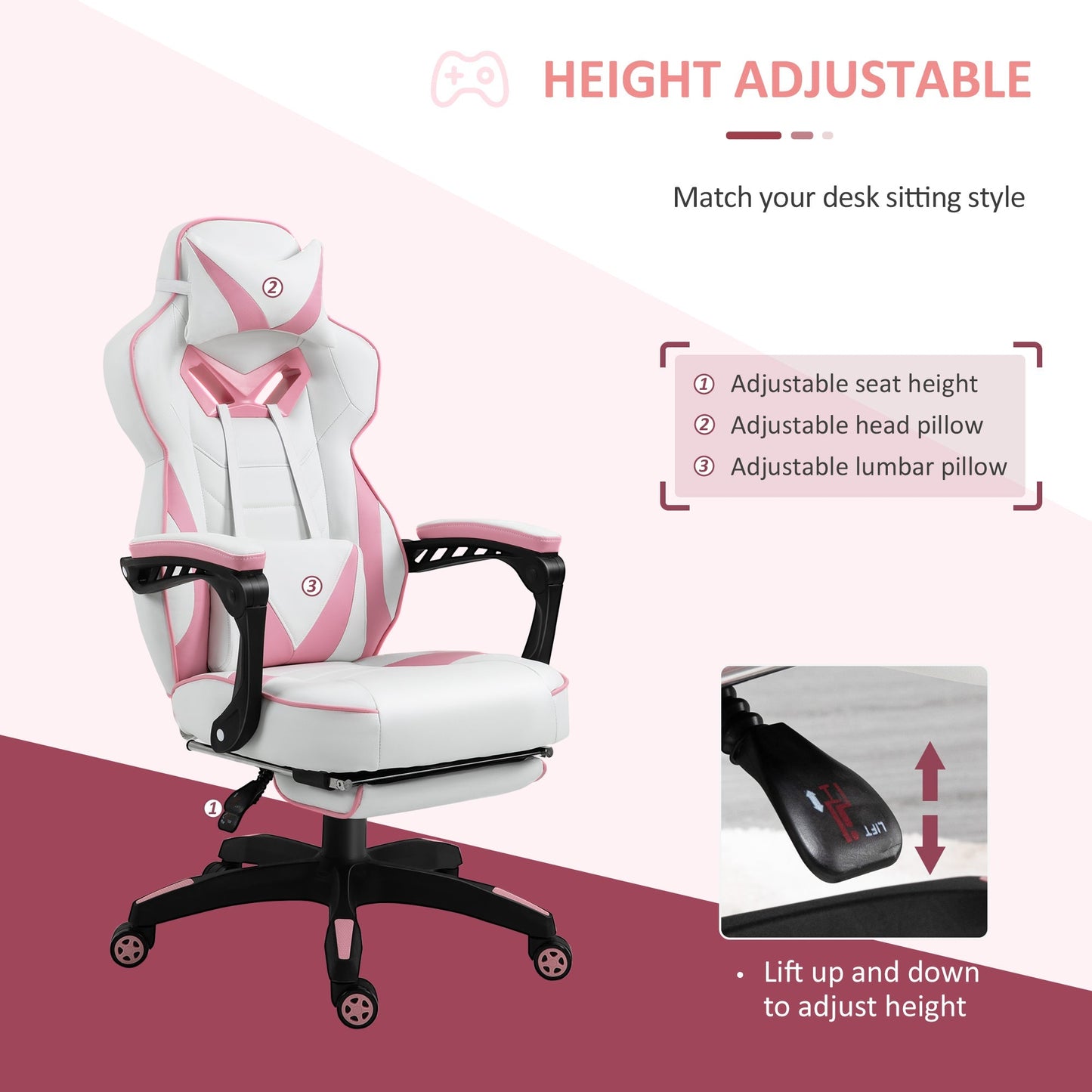 Vinsetto Racing Gaming Chair with Footrest