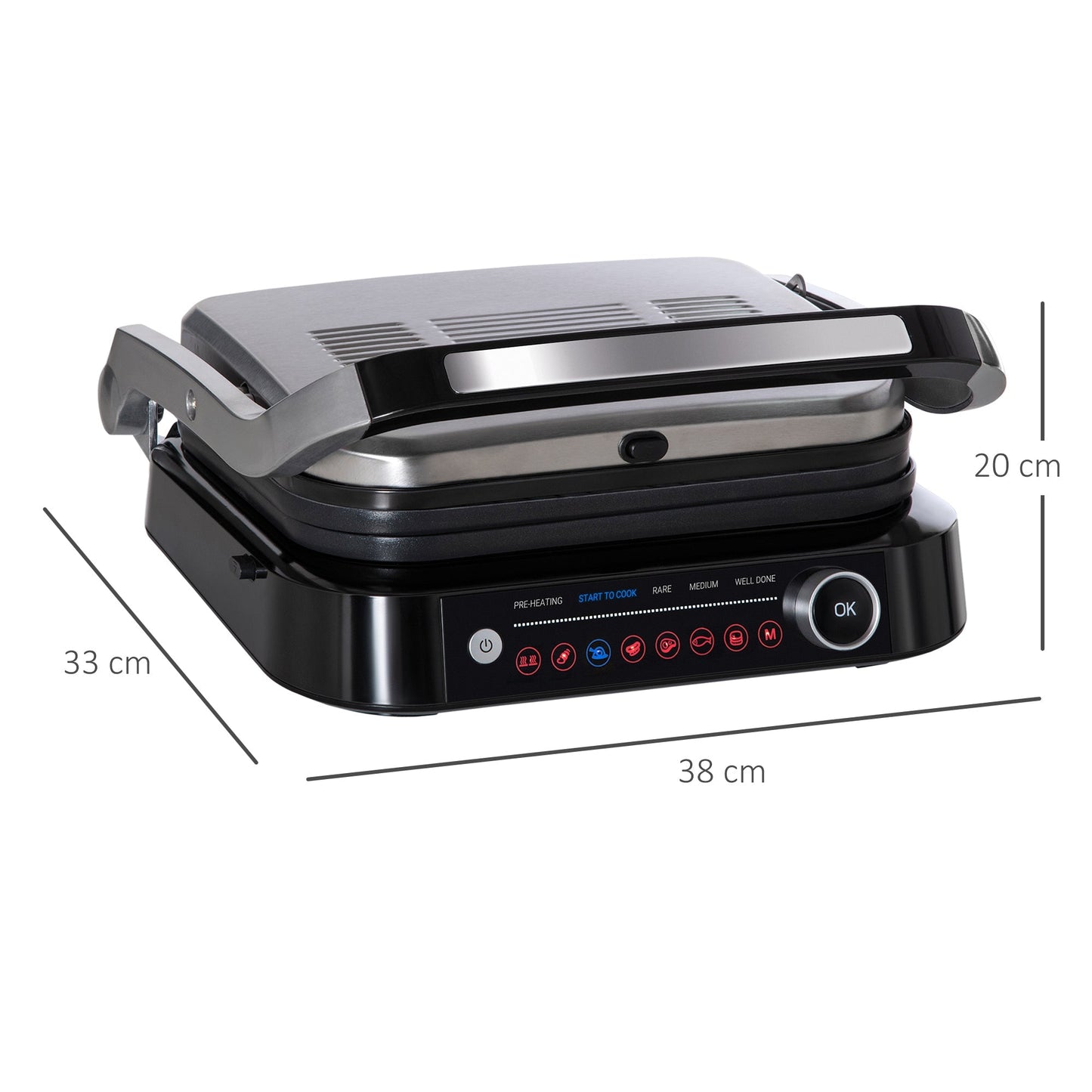 2100W Heath Grill With Cool Touch Handle Silver & Black by Homcom