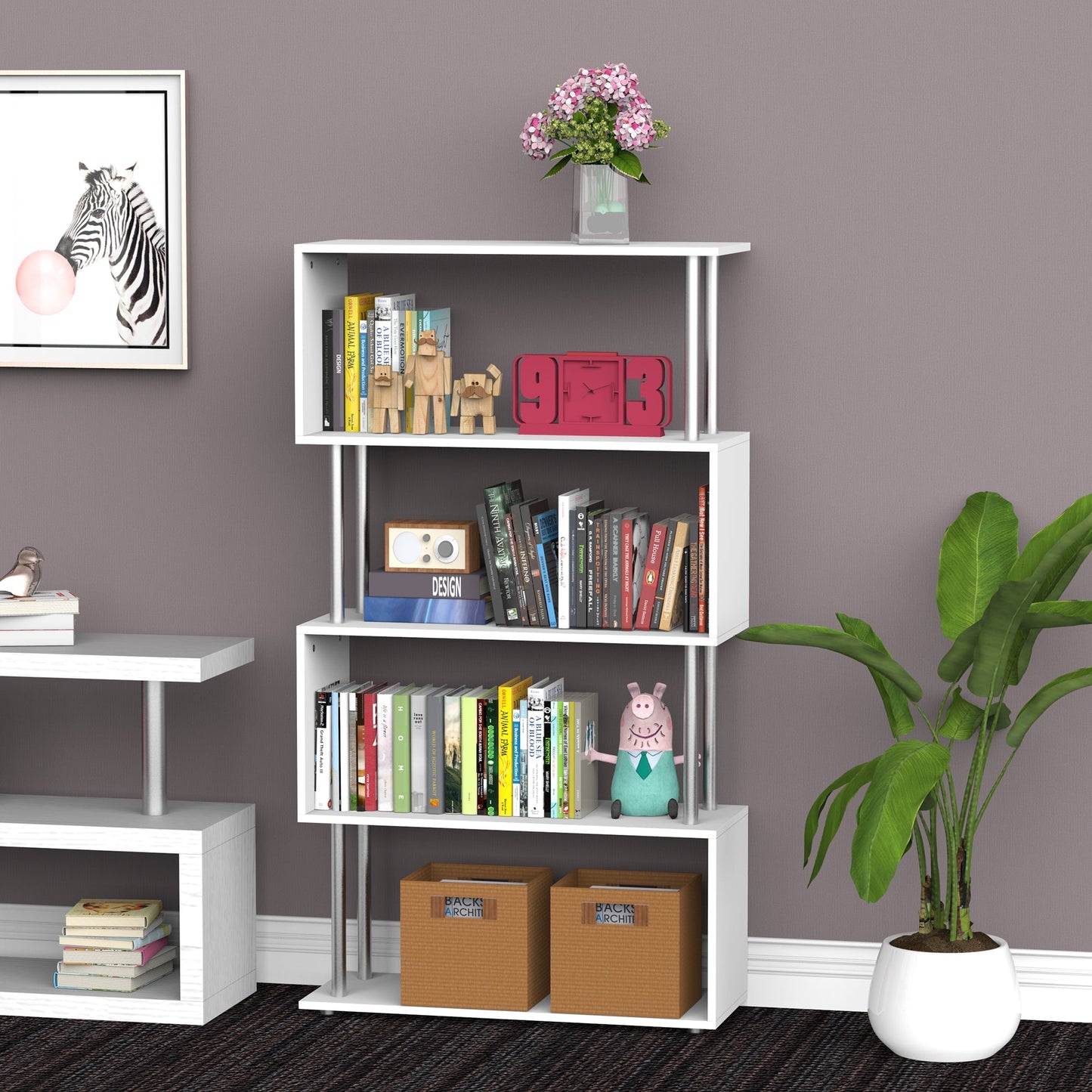 Double 'S' Shelving Unit - White