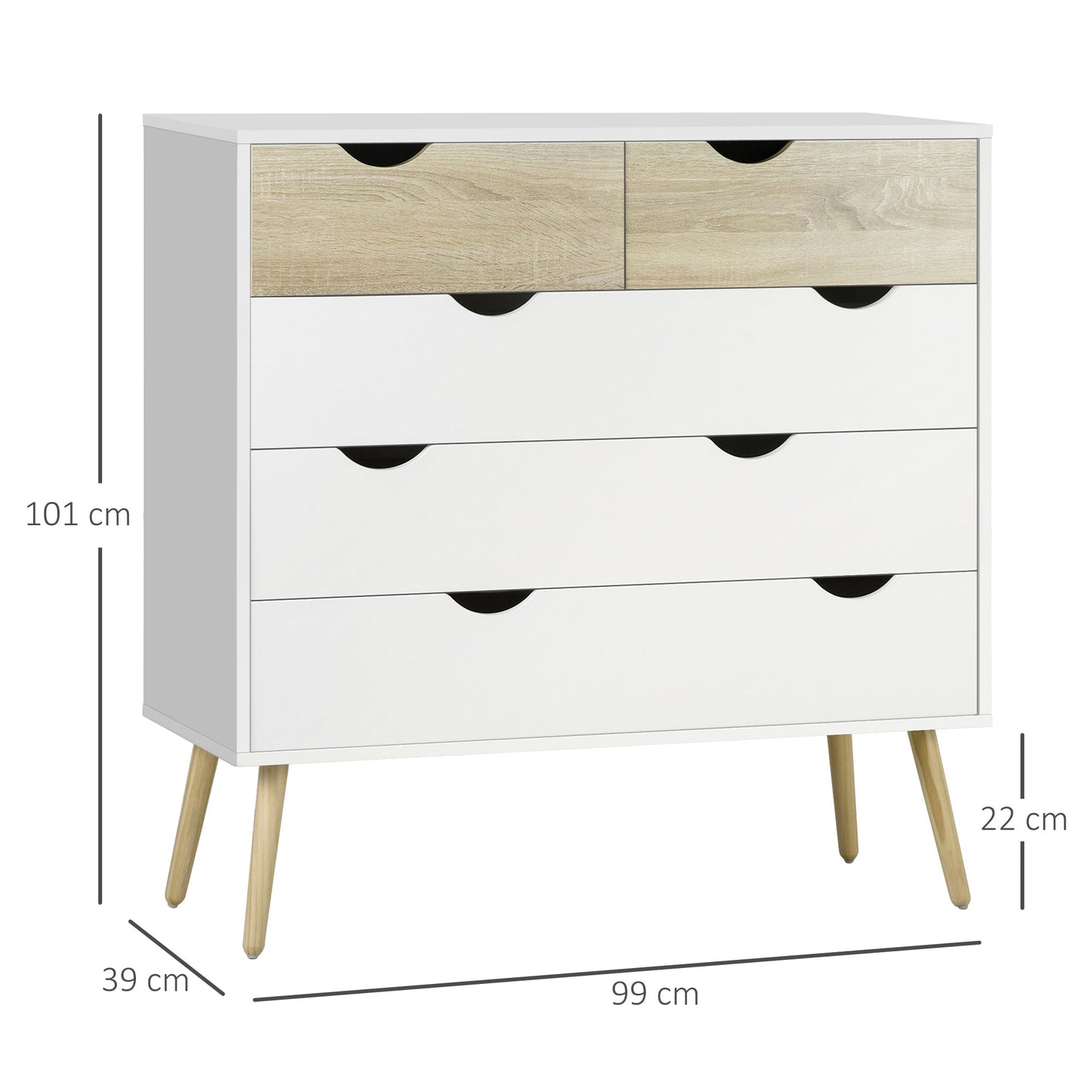 Homcom Nordic Style Chest Of Drawers