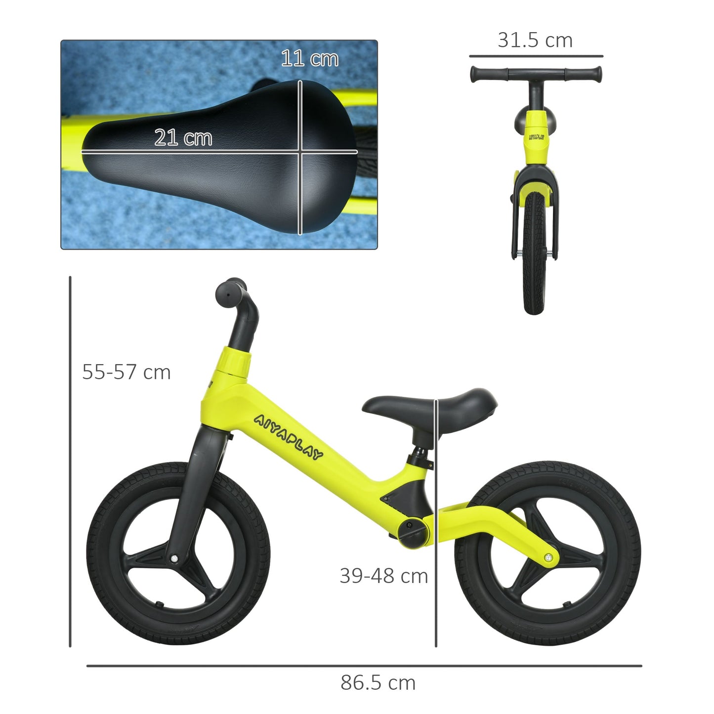 Balance Bike With Adjustable Seat 30 To 60 Months Green by Aiyaplay