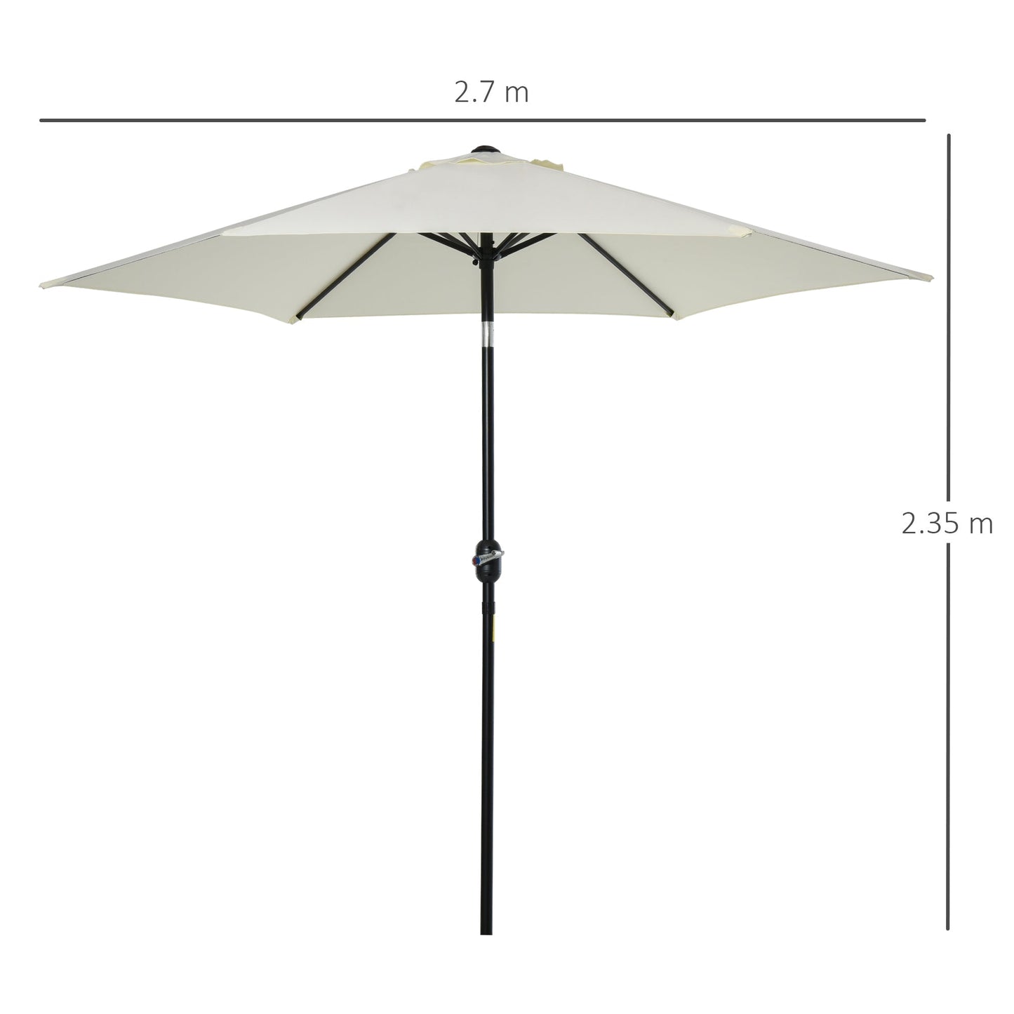 Outsunny 2.7M Garden Parasol Umbrella with Tilt and Crank