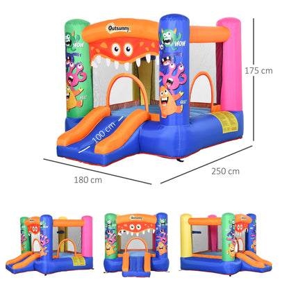 Bouncy Castle Inflatable Basket Trampoline Slide Monster Design 180 x 250 x 175 CM