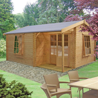 Shire Shire Ringwood 11' 9" x 12' 9" Reverse Apex Log Cabin - Premium 28mm Cladding Tongue & Groove