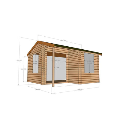 Shire Shire Ringwood 11' 9" x 12' 9" Reverse Apex Log Cabin - Premium 28mm Cladding Tongue & Groove