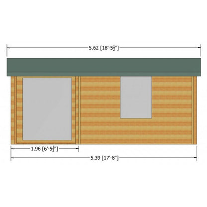 Shire Shire Ringwood 11' 9" x 17' 8" Reverse Apex Log Cabin - Premium 28mm Cladding Tongue & Groove