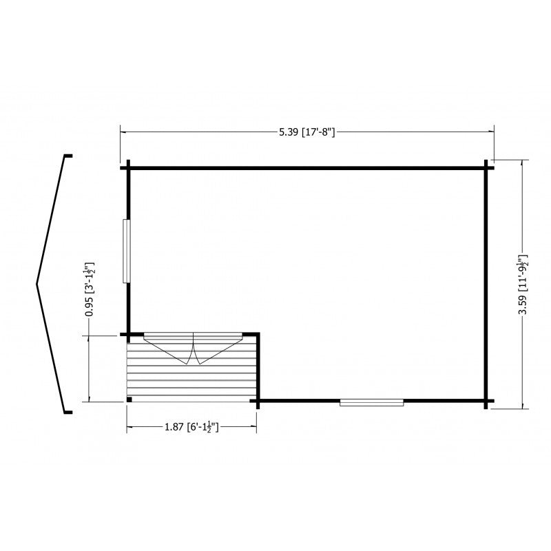 Shire Shire Ringwood 11' 9" x 17' 8" Reverse Apex Log Cabin - Premium 28mm Cladding Tongue & Groove