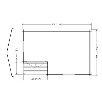 Shire Shire Ringwood 11' 9" x 17' 8" Reverse Apex Log Cabin - Premium 28mm Cladding Tongue & Groove