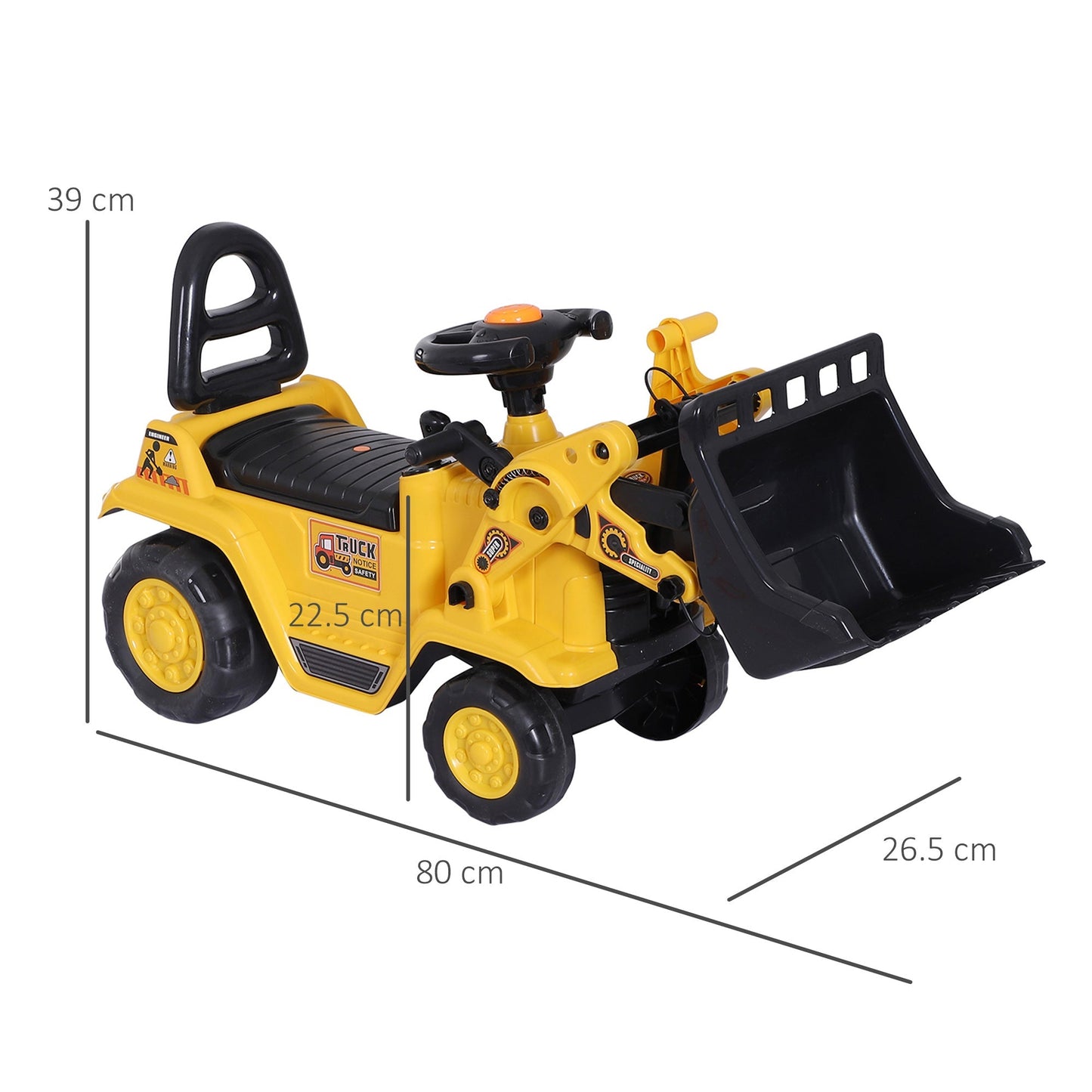 NO POWER 3 in 1 Ride On Toy Bulldozer Toddler Digger Excavator Scooter Storage Cart Toilet Pretend Play Construction Truck