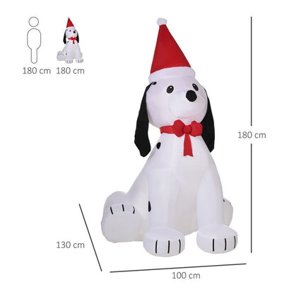 Homcom 6 Foot Inflatable Christmas Puppy Dog with Santa Hat Lighted Blow Up Decoration