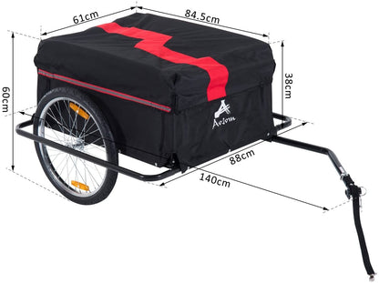 Bike Cargo Trailer W/Removable Cover-Red/Black