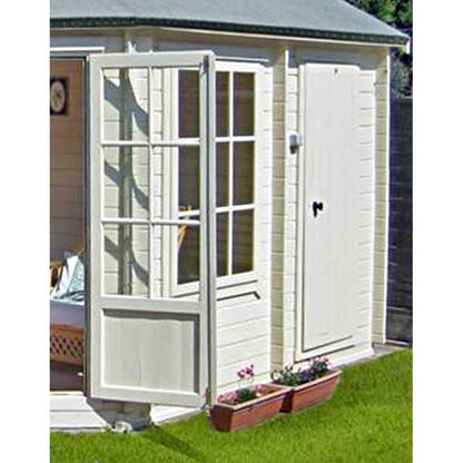 Shire Shire Rowney 14' x 10' Hexagonal Hip Log Cabin - Premium 28mm Cladding Tongue & Groove