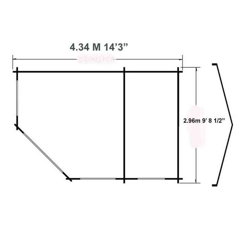 Shire Shire Rowney 14' x 10' Hexagonal Hip Log Cabin - Premium 28mm Cladding Tongue & Groove