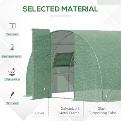 Outsunny Reinforced Walk In Polytunnel Greenhouse 4X3X2 M